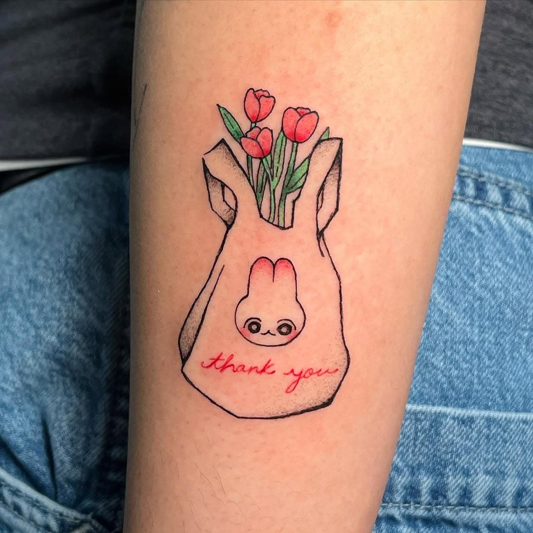 thank you tulips from my flash for G!!! (о´∀`о) #cutetattoo #torontotattoo #y2ktattoo #bunnytattoo #kawaiitattoo