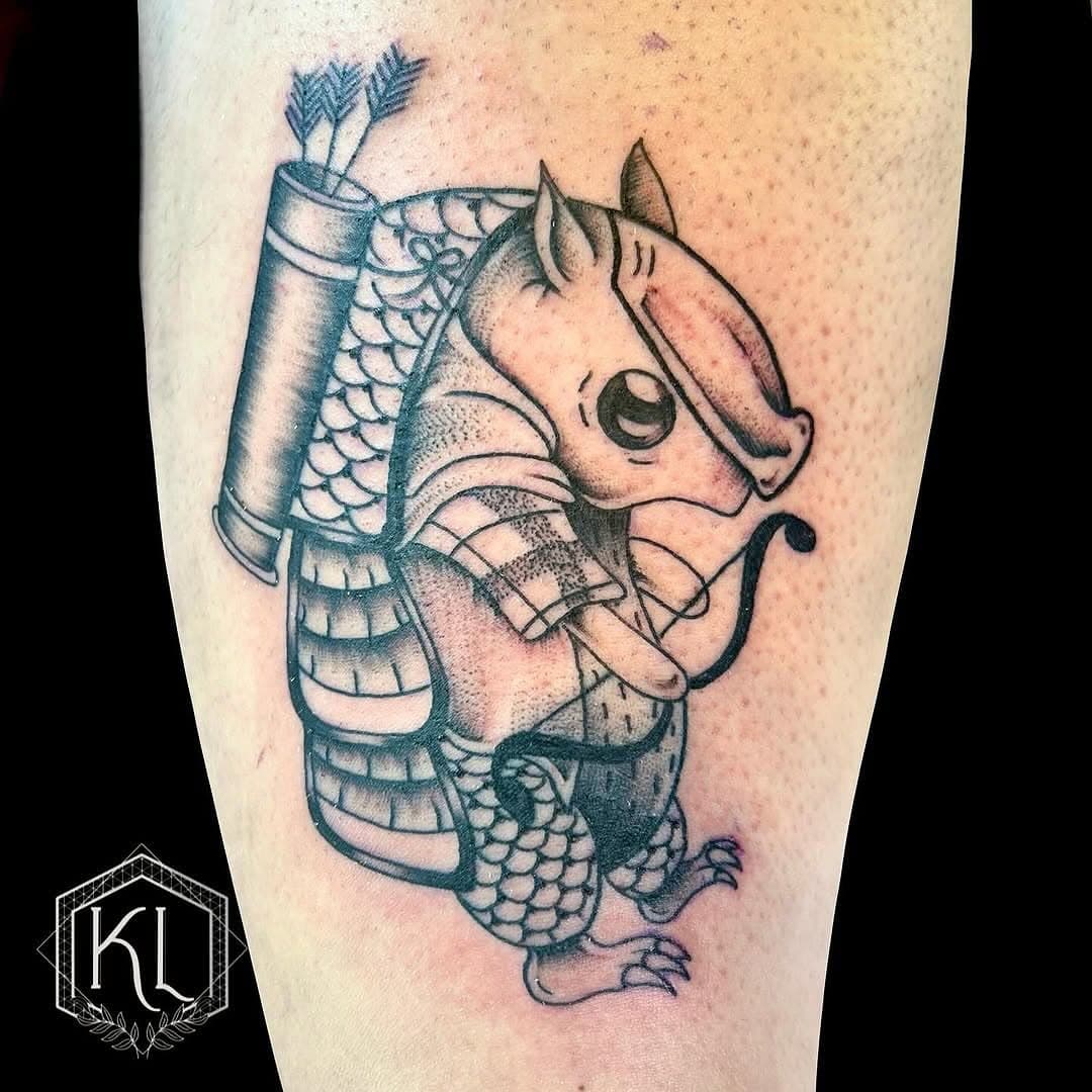 Repost from @kloesche_tattoo
•
An #armadillo #archer. Done at @eves_ink_tattoo 
@derek.loesche 

#tattoo #nofilter #art #artist #tattooartist #ohio #ohiotattooers #ohiotattoo #dayton #daytontattoo #cincinnati #cincinnatitattoo #springboro #evesink #springborotattoo #springborotattooshop #femaletattooartist #tattoolikeagirl #kloesche #creative