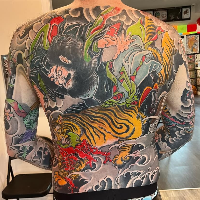 Shoki backpiece from about a year ago 😃. Big or small, thanks to everyone who gets tattooed!