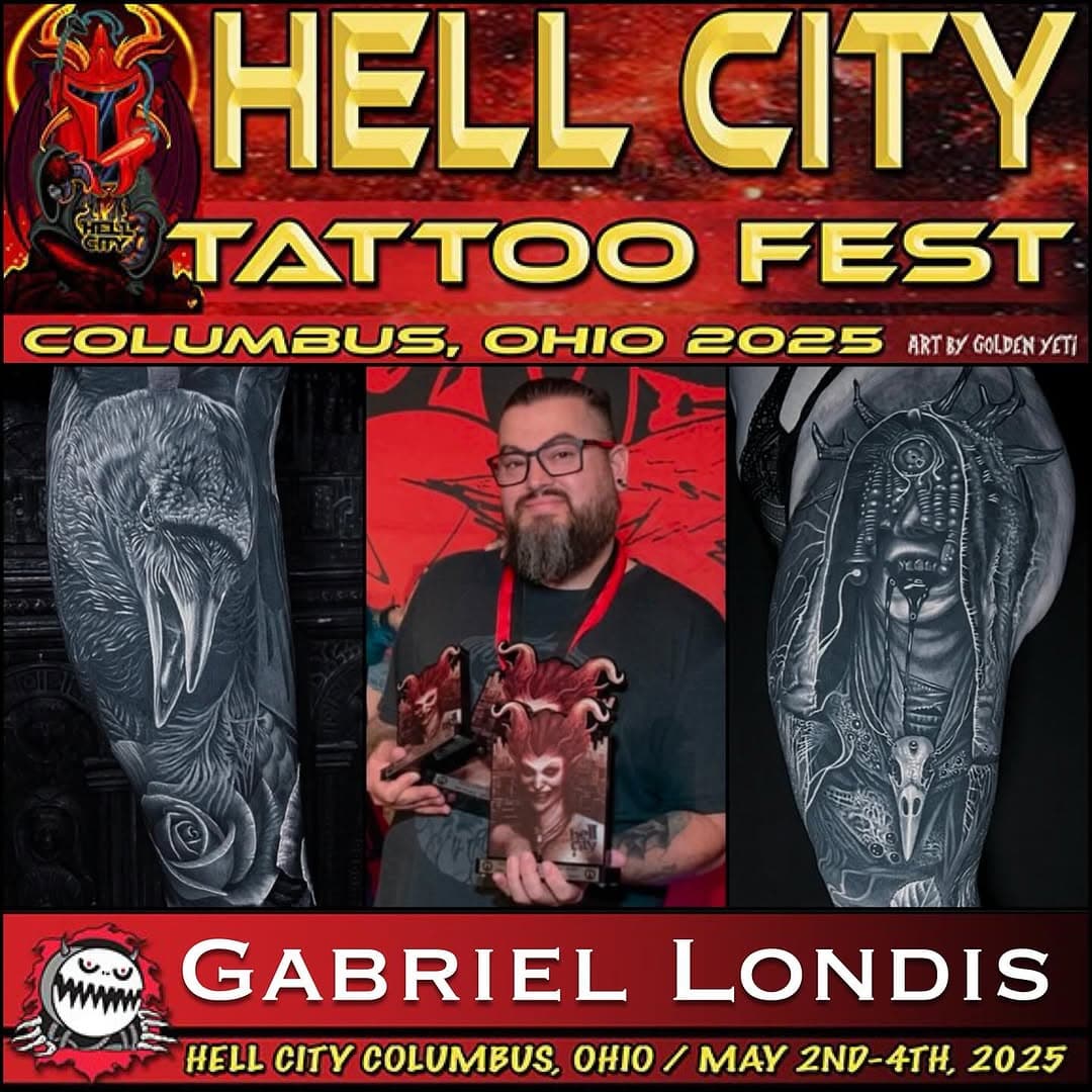 Gabriel Londis: @drawingdeadart
9th Realm Gallery: @9threalmgallery
🔥Hell City Columbus: @hell_city🔥
⚡️May 2nd-4th: @hyattregency.columbus⚡️

BOOK YOUR ROOMS BEFORE THEY SELL OUT! Be sure to contact The @hyattregency.columbus directly at 614-463-1234 or Email columbus.regency@hyatt.com 
Hyatt Regency- Group Code: G-TBLI
Don’t forget to Mention “HELL CITY” for a Special Festival Rate!