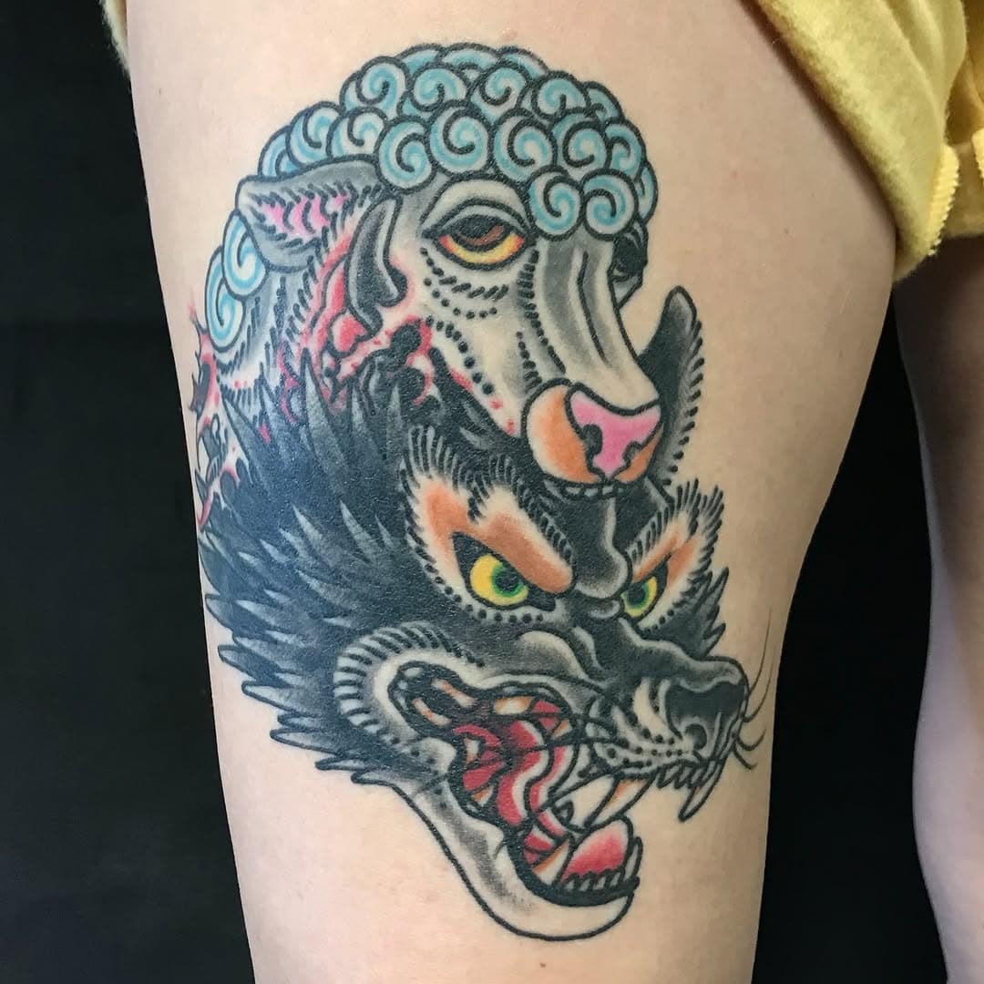 Oldie but goodie.
Healed wolf in sheep's clothing on Kristen from a few years ago. 

Thanks for letting me tattoo it! 

More tattoos to come, follow along