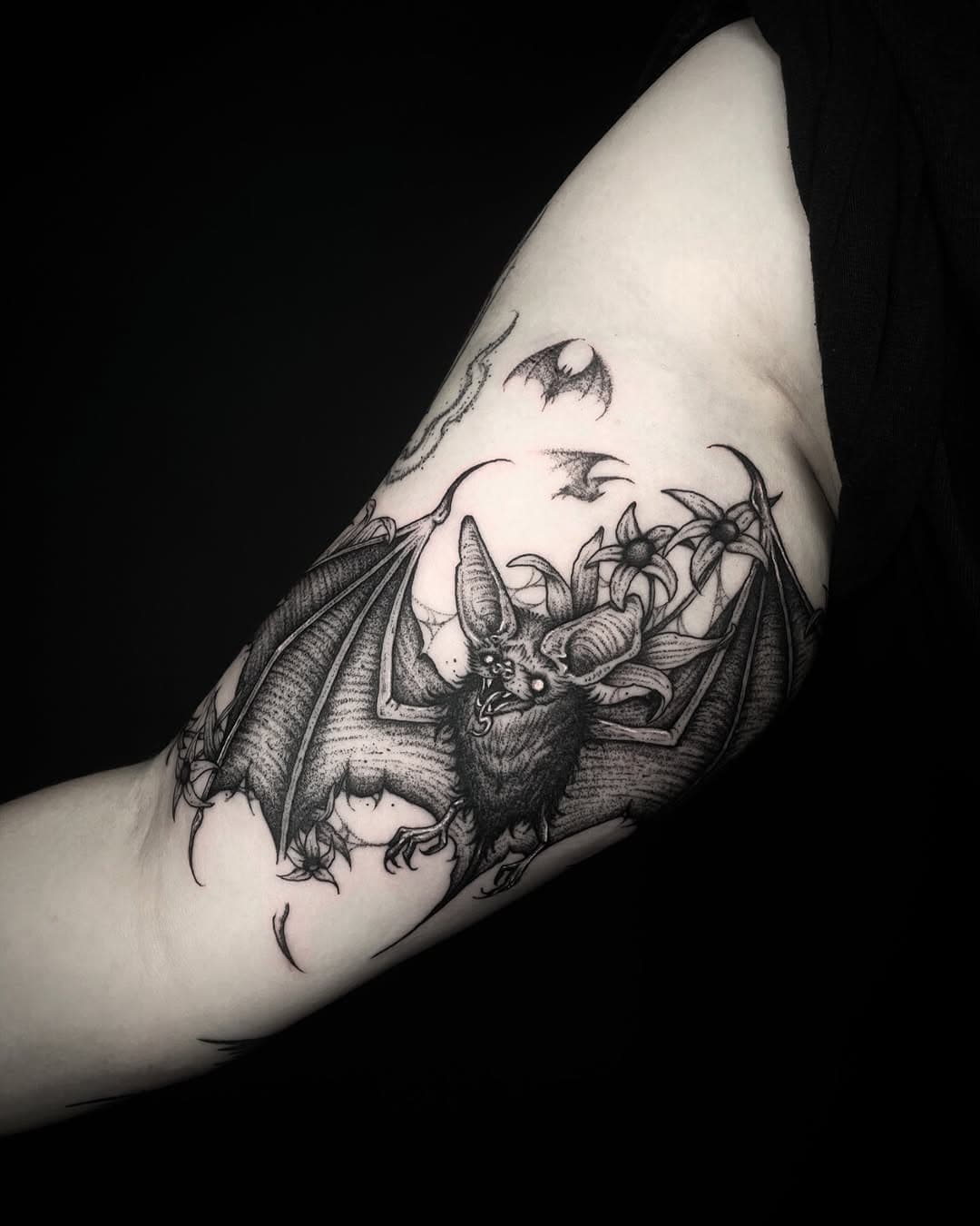 Added a vampire bat to Sage’s sleeve! Thanks so much!
~
Now booking Feb - April 2025
~
Highwaterstattoo@gmail.com