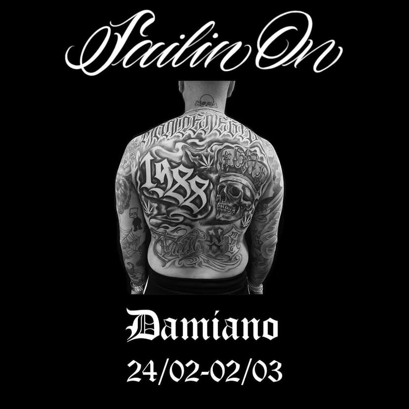 @damiano_exs sera avec nous du 24 Février au 2 Mars 2025 n’hésitez pas à le contacter directement ou via le shop. Venu de Barcelone pour du style chicanos n attendez pas !!! #chicanostyle #lettering #tattoolettering #calligraphy #freehandtattoo