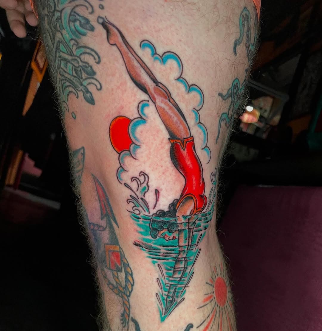 #traditionaltattoo #americantraditional #diver #divinggirl #goodcleanfun #dallas #texastattoo #blackclawneedle