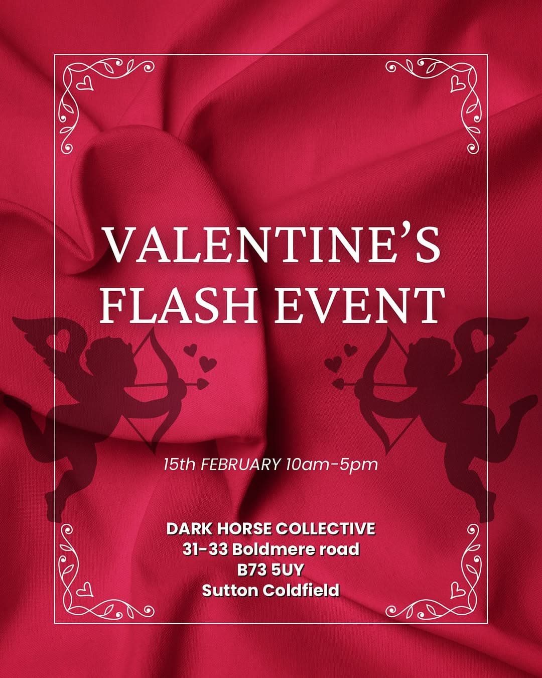 💕 SAVE THE DATE 💕
It’s time for a Valentine’s Day flash! 
Join us on Saturday 15th February from 10 am to 5 pm 
No appointment needed! 
Designs dropping soon 🤤

📍Dark Horse Collective 31-33 Boldmere Road 
  B73 5UY Sutton Coldfield 
🗓️15 February 10am -6pm
⏳No appointment needed. Just walk in! 

We hope to see you soon! 

#tattoostudiobirmingham #flashday #flashevent #tattooflash #valentinesday #darkhorsecollective #lovetattoos #cutetattoos