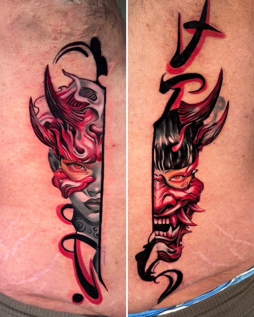 Matching side pieces for Billy - 2 days in a row from my pre-set designs. Thank you for the trust, more like this please 
.
.
.
.
.
#tattoodesign #tattooidea #tattooflash #thebesttattooartist  #london #ink #colortattoos #besttattoos #txttoo #londontattoo #videotattoo #sexytattoo #thebesttattooartists #neojapanesetattoo #abstracttattoo #rakhee_shah  #radtattoos  #abstractart #haynamasktattoo #viraltattoo