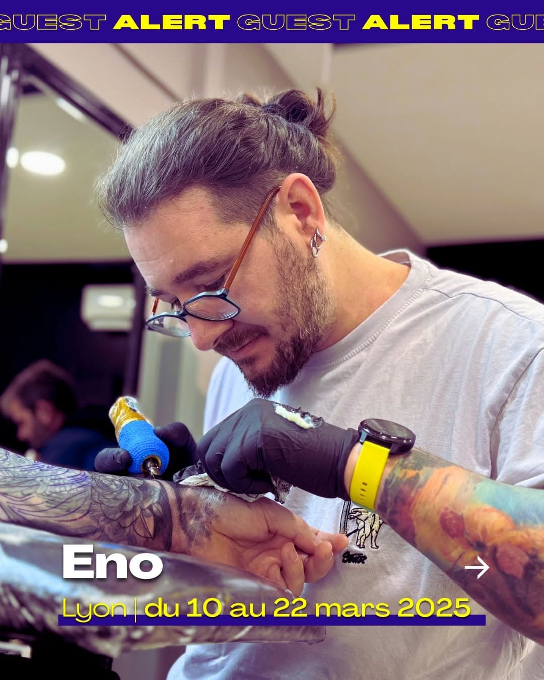 Eno @enopolovina  est de retour chez MBA Lyon du 10 au 22 mars 2025 ! 🔥

Après plusieurs passages remarqués, l’artiste grec spécialiste du tatouage réaliste revient pour marquer vos peaux de son style unique. Ombres, contrastes, touches de couleur… Son univers s’inspire de l’art, de la nature et de chaque histoire que vous lui confiez.

Vous avez raté sa dernière venue ? C’est le moment de réserver votre créneau !

📆 Dates : 10 - 22 mars 2025
📍 Lieu : M.B.A Lyon
📩 Réservation en shop ou sur le site (lien en bio).

Spots limités, ne tardez pas à booker ! 🔥

#GuestTattoo #TattooLyon #TattooArtist #RealisticTattoo #MBAStyle #TattooAddict #Tattoofrance