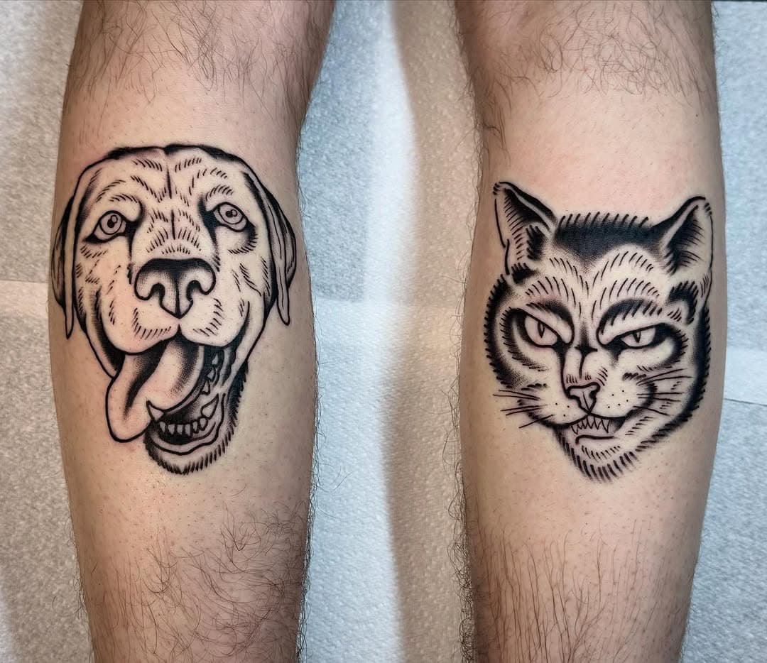 Got to make these cat and dog tattoos for Kaiden today and it was lovely to meet you. I’ve know Kaidens mum since I was an apprentice in the early 2000’s and tattooed his dad then also, I love these moments in tattooing.