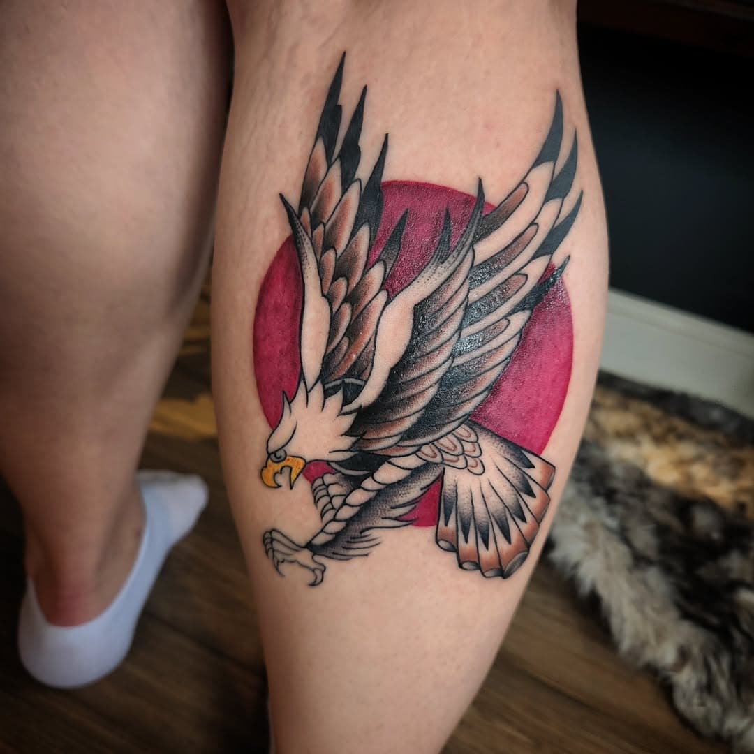 Eagle for Angie! I had no idea how I was going to color it in or do this really, so I had some fun and and figured out the details as I went along. Thanks lady! 
❤️
#eagletattoo #eaglemagic #tattoo