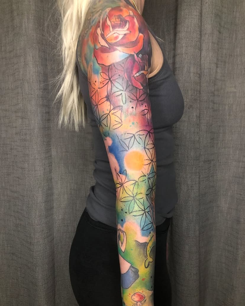 Living in color 

#sleevetattoos #femaletattoos #watercolortattoo #nashvilletattooartist #abstracttattoos