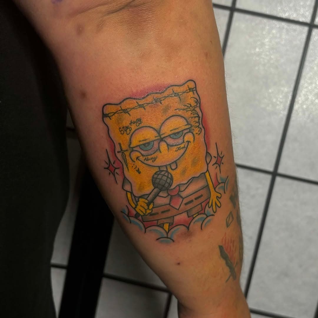 Sponge Malone 🧽🎤 done by @j.reardon.tattoo 

•
•
•
•
•
•
#tattoo #tattoos #tattooed #tattooartist #tattooart #tattooedgirls #tattooedgirl #tattooist #tattoomodel #tattooing #tattooflash #tattooedgirl #tattooink #tattoolove #tattooshop #tattoosleeve #tattoosofinstagram #tattoooftheday #tattoostudio #tattoodo #tattoo2me #tattooedmen #tattooedwomen #tattooworkers #tattooidea