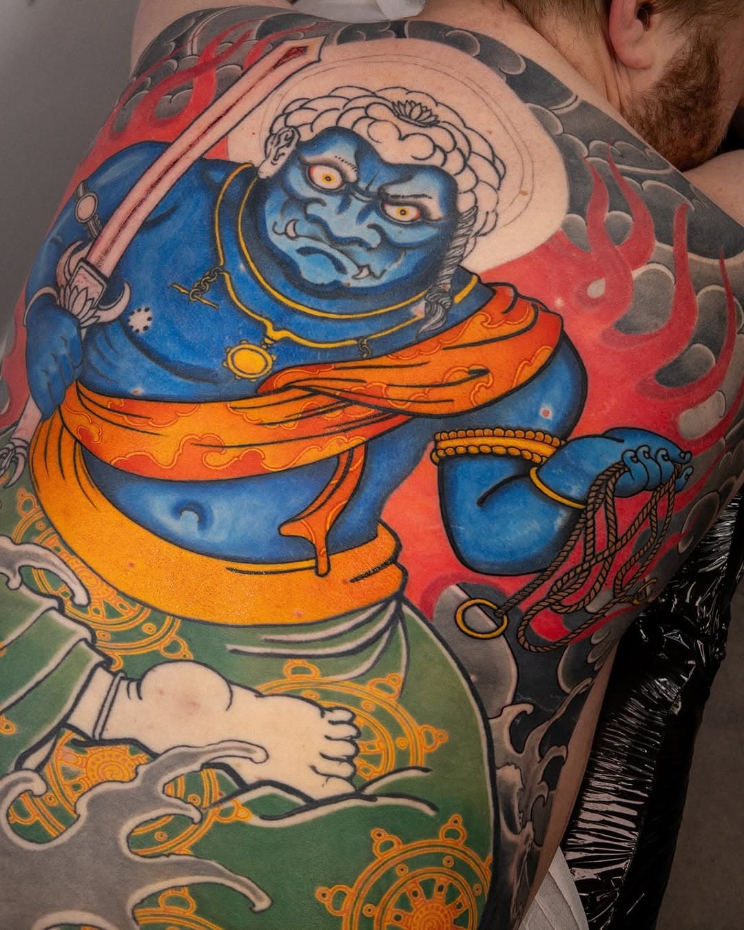 Nice progress on this Fudo Myoo backpiece ! Can’t wait for the next time ! 
@rocktattoo_opole 
@laser_w_rocktattoo 
@neba.pl 
.
.
.
#japanesetattoo #inkedmag #art #tattoo #backpiecetattoo #irezumi #wabori #horimono #ink #fudomyoo