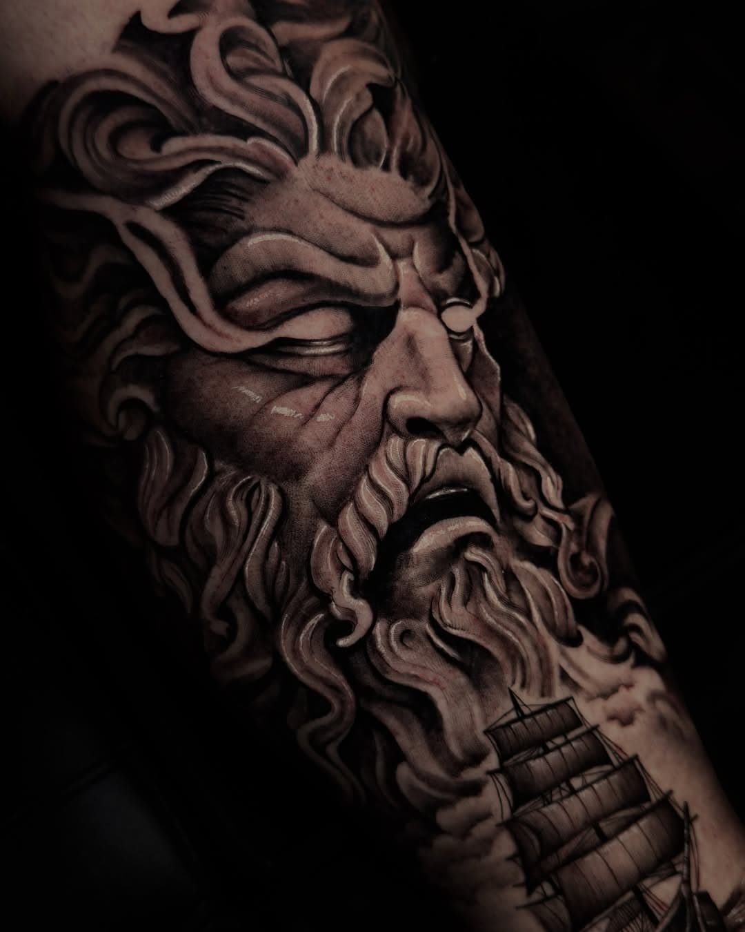 Poseidon in all his glory!⚡️The god of the sea, storms and even earthquakes, dude wasn’t just about water, he literally shook the earth when he was angry.
Ancient Greeks believed if you didn’t respect him, he could sink your ships or make your journey a nightmare. Safe to say, they didn’t mess around!

Tag someone who’d get this inked! 👇

-
-
-

#PoseidonTattoo #GreekMythology #TattooArt #Tattoolnspo #MythologyLover #FineLineTattoo #InkAddict #TattooVideo