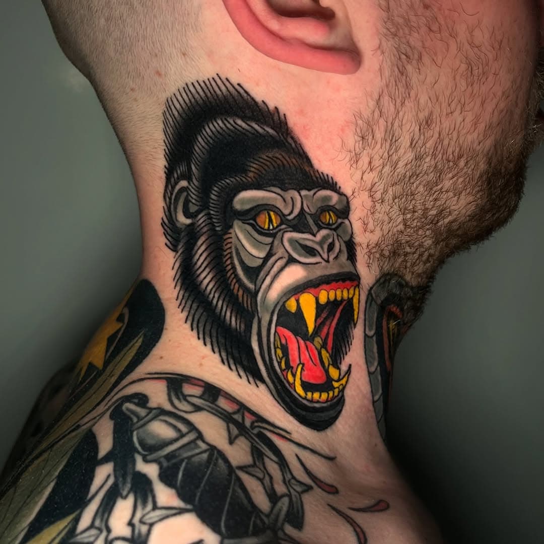 #HEALED 
Done @halunken_tattoo 
#neotrad#neotraditional #neotraditionaltattoo #neotraditionaltattoos #tradtattoos#oldlines #traditionaltattoo #oldschooltattoo#gorilla#gorillatattoo