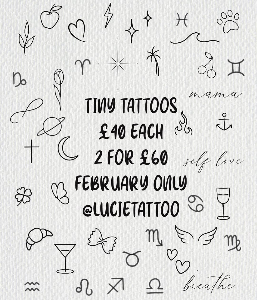I’ve got a very quiet looking diary and a honeymoon to pay for so help a gal out and give us a share will ya! Thanks besties ❤️ #tinytattoos #tattooflash
Feb price only 
Price is per person ❤️