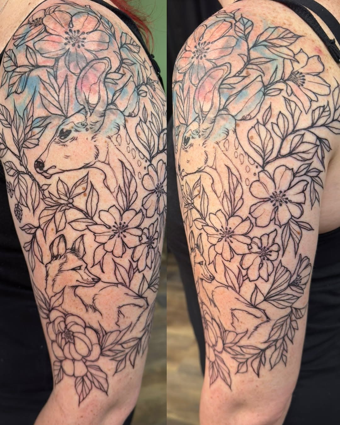 Starting a coverup sleeve with some foresty animal friends

#deertattoo #foxtattoo #animaltattoo #sleeve #tattoolinework #naturetattoo #naturesleeve #forest #coveruptattoo