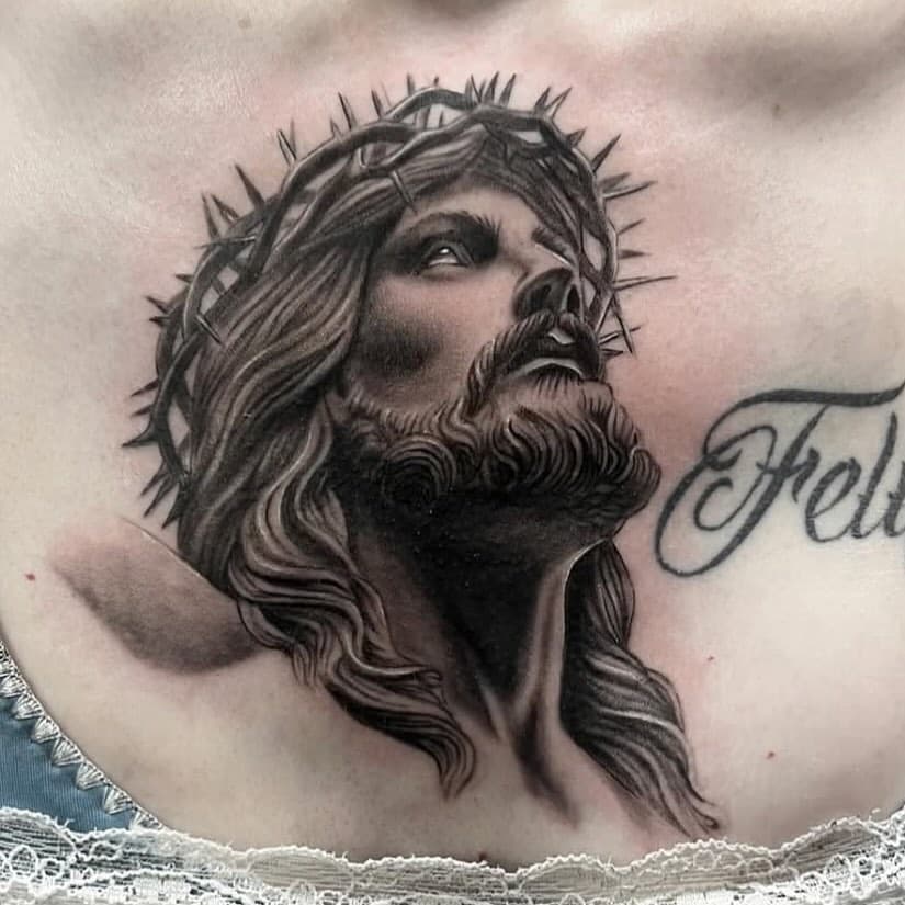 Jesus portrait by @hezztattoo