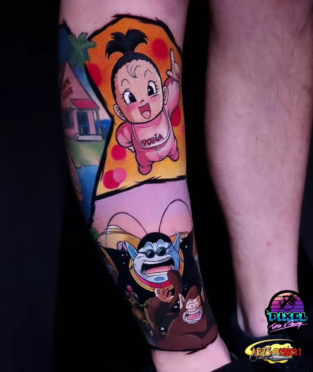 Leg sleeve in progress for Paweł. Funny family theme from Db universe
Supported by @pepax.official @barberdts_polska 
.
.
.
.
.
#anime #animetatuaż #animelover #otaku #tatuaż #dziara #pepaxproteam #pepaxlance #polskichlopak #polskadziewczyna #dragonballz #dbz #kingkai #pan