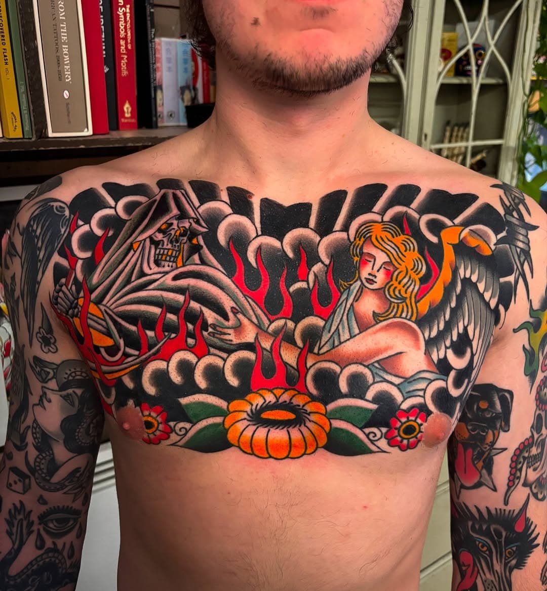 Merci Alex! 

🔴BOOKING OUVERT EN TOUT TEMPS🔴

Fait avec 

@fantasiaartsupply 
@bngtattoosupply 
@pantherainkcanada 
@discover.device 
@discover_needle 

#reaper #angel #traditionaltattoo #oldschool #boldwildhold #brightandbold #quebeccity #limoilou
#canadiantraditional