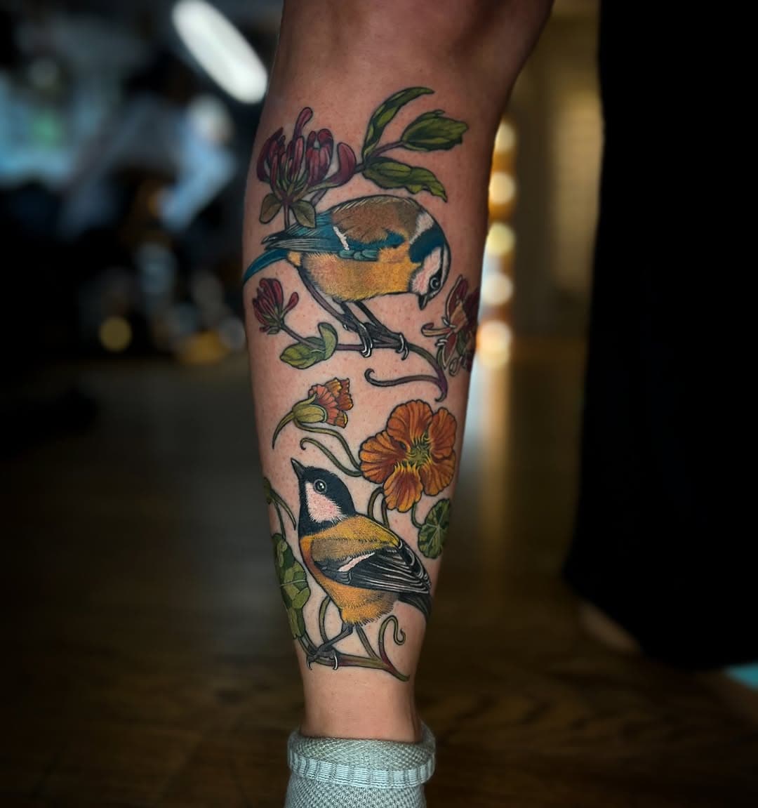 Just a couple of Tits with honeysuckle and nasturtium. Thank you so much Jen! @wonderlandpdx