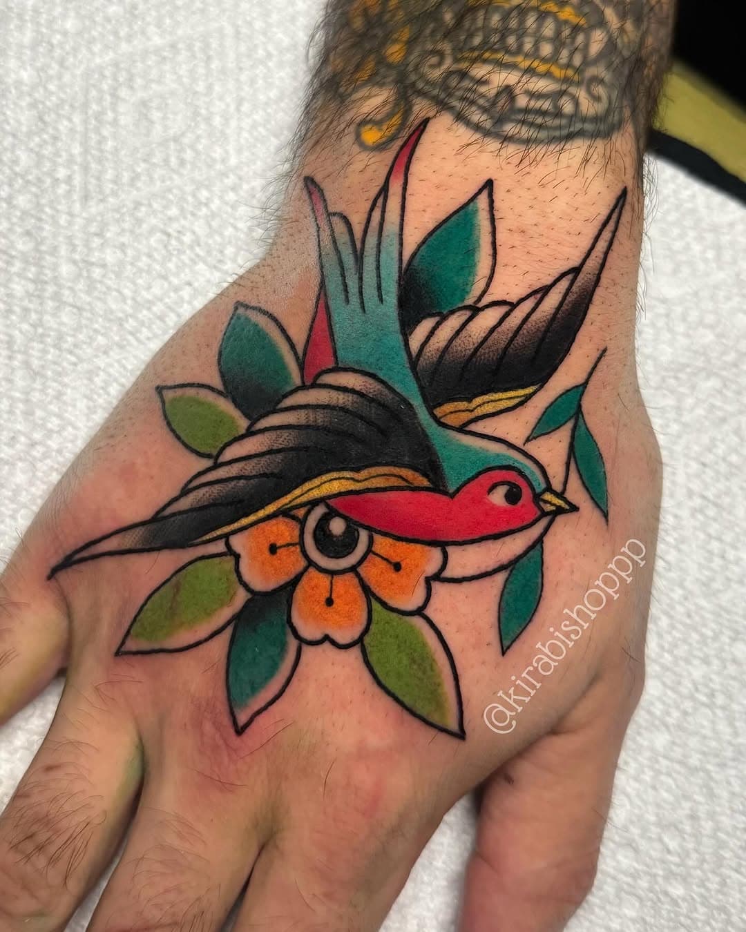 A lil birdie told me you should book your next tattoo appointment or else 👊 (his words not mine) 🐦🌺🌿 @dovetailtattoo 
💫NOW BOOKING APRIL💫 
.
.
.
.
.
#sparrowtattoo #swallowtattoo #birdtattoo #birdtattoos #handtattoo #handtattoos #atxtattoo #atxtattooartist #atxtattoos #austintattooartist #austintattoos #austintattoo #colortattoo #colortattoos #colortattooartist #ladytattooer #ladytattooers #texastattooartist #texastattoos #austintx #atx #tattooartist #tattooartists #tattoos #booksopen #boldtattoos #boldtattoo #traditionaltattoo #traditionaltattoos #femaletattooer