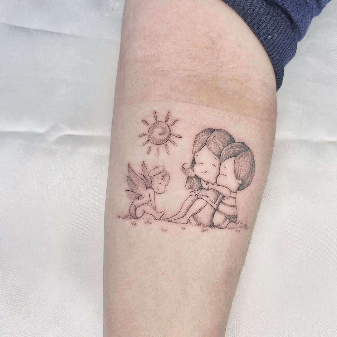 Fiz essa tatuagem há um tempo, e sempre esqueço de postar.
Essa foi uma homenagem para os filhos, e em especial, para o anjinho que não pode estar presente conosco.

O que vocês acharam dessa homenagem? Fariam?

#tattoo #tatuagem #tatuagemfeminina #tatuagemdelicada #biartink #finelinetattoo