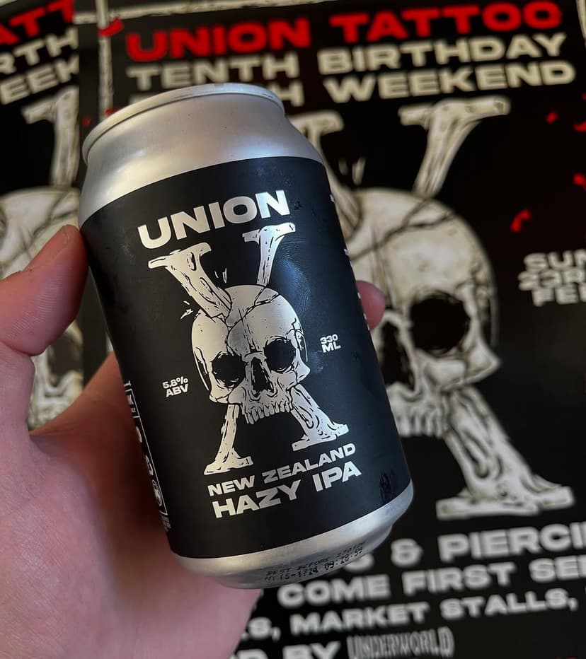 We’ve brewed and canned something a bit special with @fortunefavoursnz to celebrate @union.tattoo 10th birthday.

Come down to our birthday party this coming Saturday and Sunday grab a cold beer and match it with some delicious food made by the legends @underworldtavern