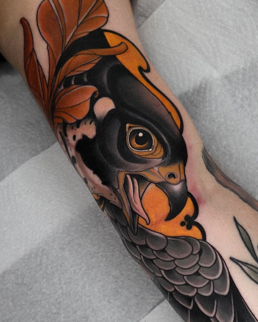 Skurr skurr 
#falcon #falcontattoo #neotraditionalfalcon #neotraditional #tattoo #neotradsub #neotraditionaltattoo #bird #birdtattoo #ink