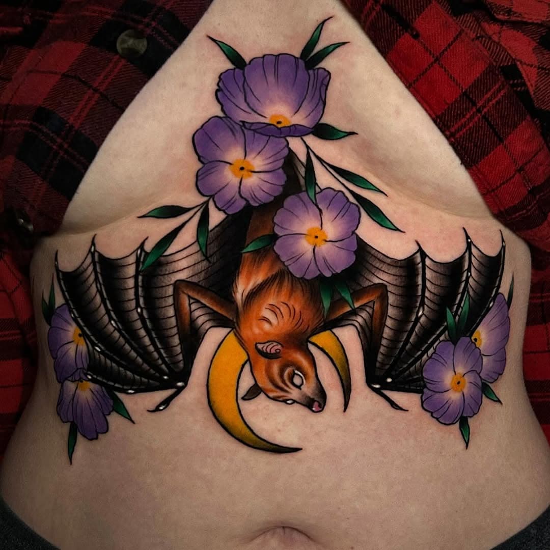 I little 🦇 Tattoo for my Raffle Winner @brolonizer Thanks so much for sitting like a champ!! #fruitbat #battattoo #bat #tattoo #ink #primrosetattoo #underboobtattoo #fruitbattattoo #dylansartin #pantherhearttattoo