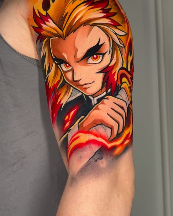 Coloro che nascono forti, hanno il dovere di proteggere i più deboli.
.
L’ultimo pilastro delle fiamme 🔥 Rengoku! Vi piace questo personaggio?
.
Matteo voleva una fenice di fuoco, ma voleva anche Rengoku, perché non unirli allora!
Tatuaggio eseguito in due sedute (i neri qui son già guariti); grazie @7eo_matth , sei stato una roccia! 
.
Eseguito al @droptattooepiercing di Legnano (MI)
.
Using @biotat_ @fluidtattoomachine @probodysupply 
.
.
.
#rengokukyoujorou #rengokutattoo #demonslayer #demonslayertattoo #tanjiro #nezuko #animetattoo #animetattooartist #animemasterink #tattooitalia #iltatuaggio #iltatuaggioitalia #tattoocartoon #rengoku #aot #jjk #kimetsunoyaiba