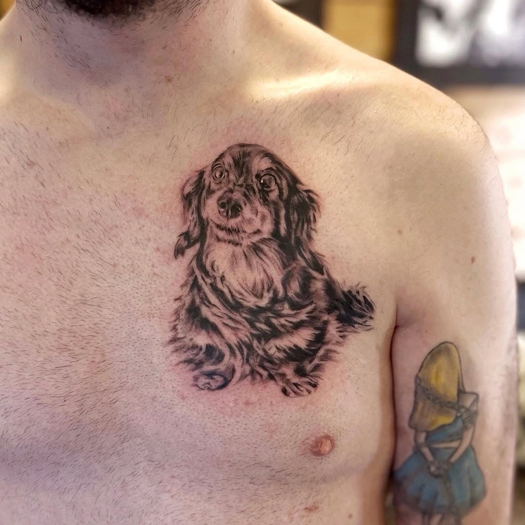 Dog portrait of loved one 💕

#dog #dogsofinstagram #doglover #dogportrait #tattoo #tattooed #chesttattoo #portrait #tattooart #tattooartist #ink #tat #cutetattoo #tattoo2me #doglife #tattooing #tattooshop