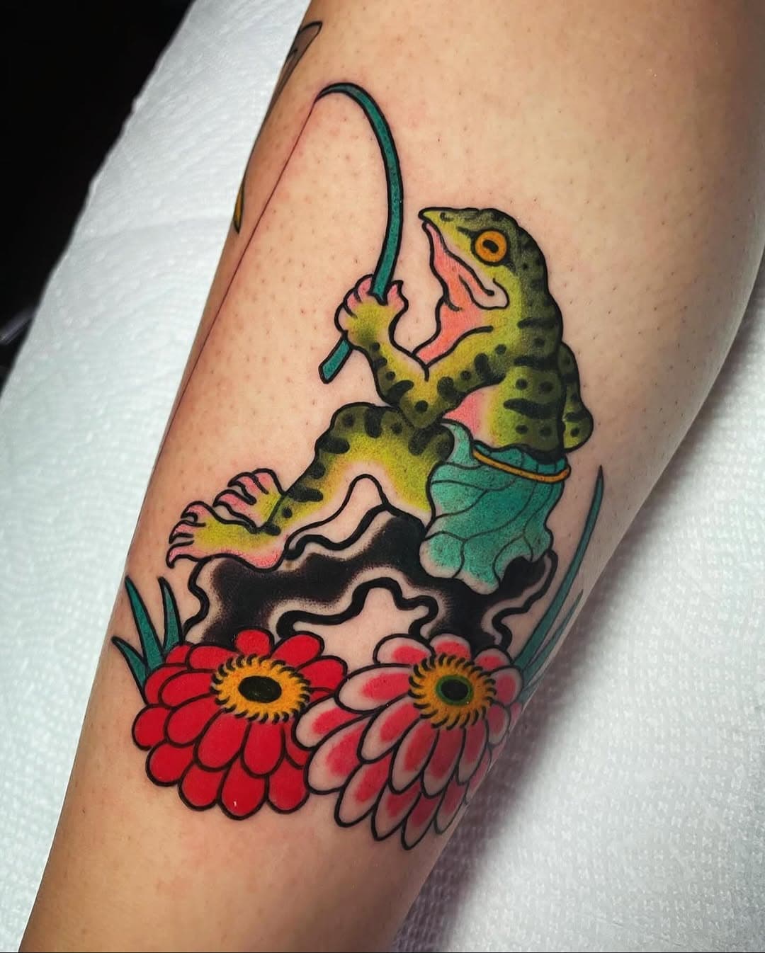 Frog goes fishing 🐸 🎣 @conradism #conradtattoo #forevervalentinetattoo #philadelphia