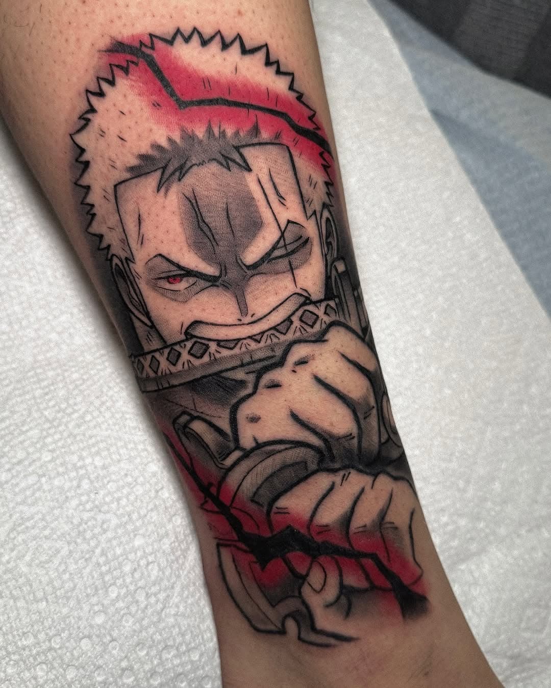 First tattoo on Tien! Excited to add Kaido next! 
.
.
.
.
.
#jacksonvilletattoo #jacksonville #tattoo #artist #animetattoos #animetattooartist #onepiece #dragonballz #zorotattoo #blackamdgreytattoo #manga #florida #nytattoo #georgiatattoo