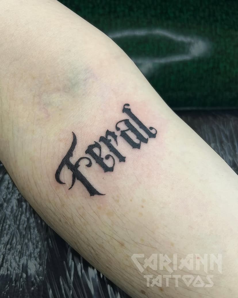 Almost matching “feral” tattoos 

#feral #tattoo #tattoos #lettering #letteringtattoo #carianntattoos #hamdenct #wallingfordct #northhavenct #cheshirect #newhaven #connecticut #ct