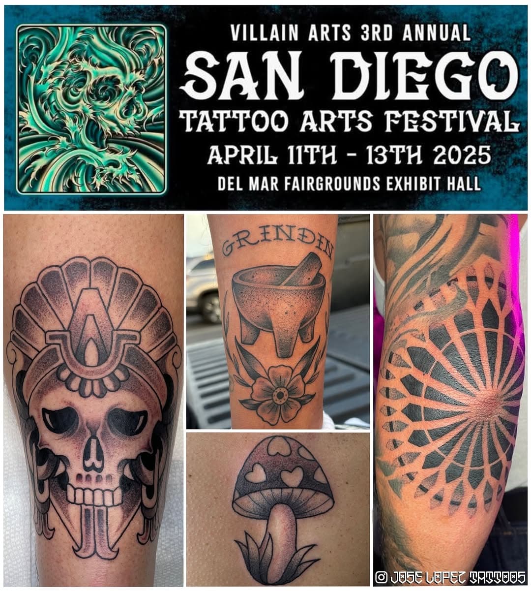 Excited to be participating in this years @villainarts @sandiegotattooartsfestival this April 11th-13th!!! No better way to start my convention tour than in my own hometown. I’ll be there with the rest of the @tribalrootstattoo  crew slanging them tatts all weekend long. I’m booking appointments now, I only have 2 days available left. Come hang out, grab a drink, get tattooed, buy some merch. I will be having some SD Exclusive merch for this convention only. See y’all there!!! 

•
•
•
•
•

#tattoos #tattooconvention #villainarts #tribalrootstattoo #sandiego #california 
#pma #staygold #goldcollectivebrand