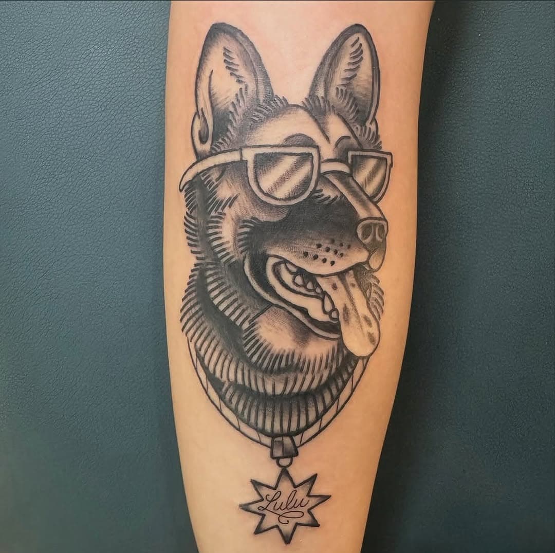 Another cool dog by @c.mactattoos! 
.
#tattoo #traditionaltattoo #dogtattoo #gsd #sacredarttattoo #sacredarttattoocortland #cortlandtattoo #cortlandny #sacredartstudio #nytattoo #ithacatattoo #syracusetattoo #binghamtontattoo #607 #upstateny
