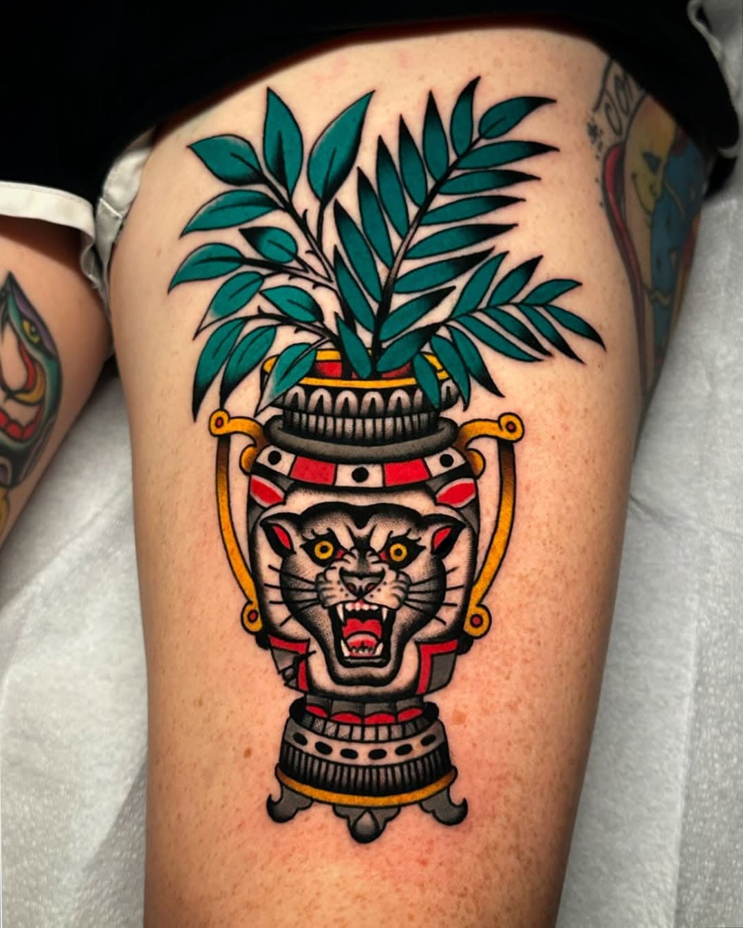 If you ask me nicely I’ll use this green on you….

Thanks for the continued support Allison!

#austintattoo #austintattooartist #austin #atx #atxtattoo #atxtattooartist #austintexastattooartists #texastattooartist #texastattooer #texastattoo #vase #panther #traditionaltattoos #traditional #traditionalartist #traditionaltattooing #brightandbold #trad #tradtattoos