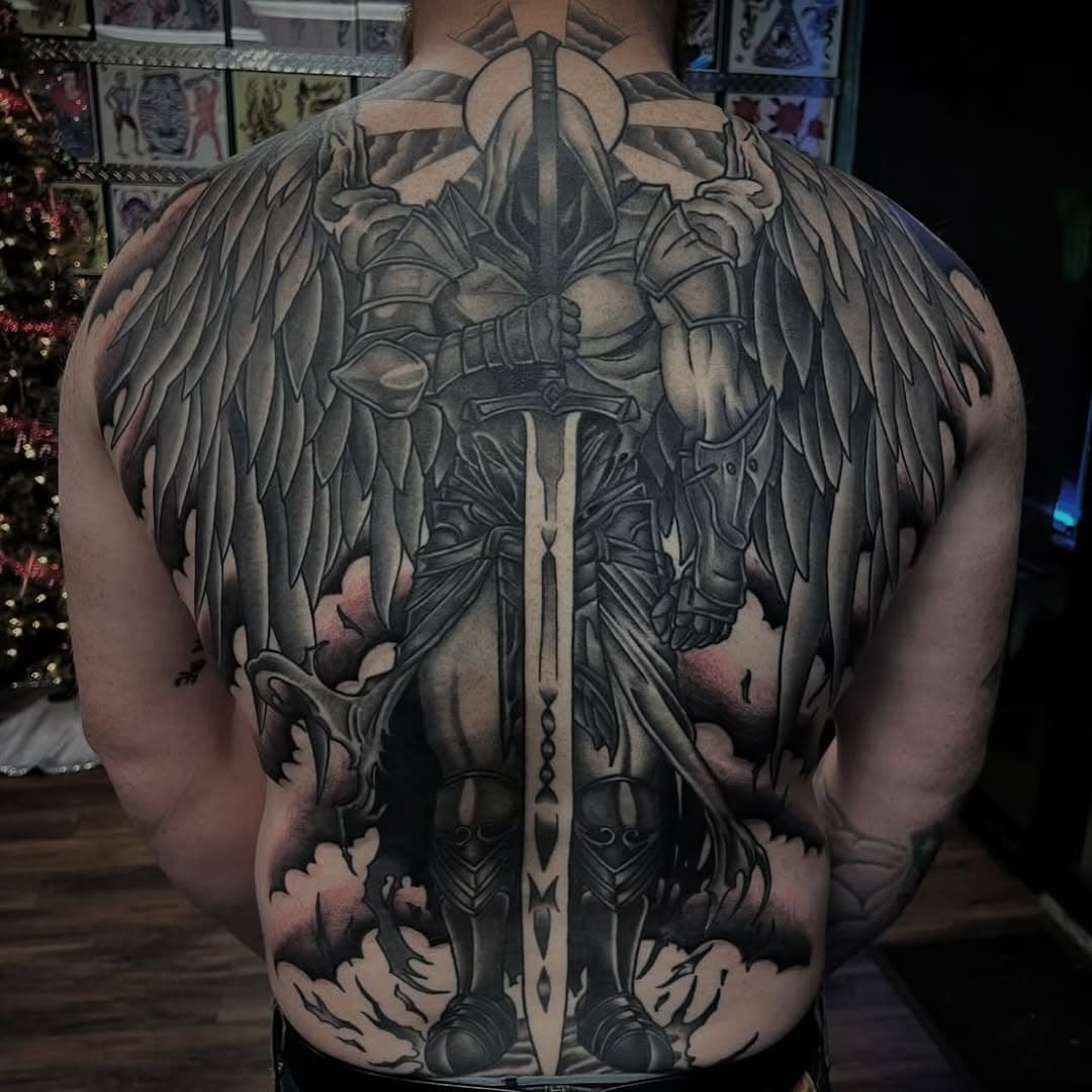 badass back piece done by @miketvtattoos stop by the shop or call to book !! 
-
#arizonatattooartist #tattooshop #backpiecetattoo #aztattooer