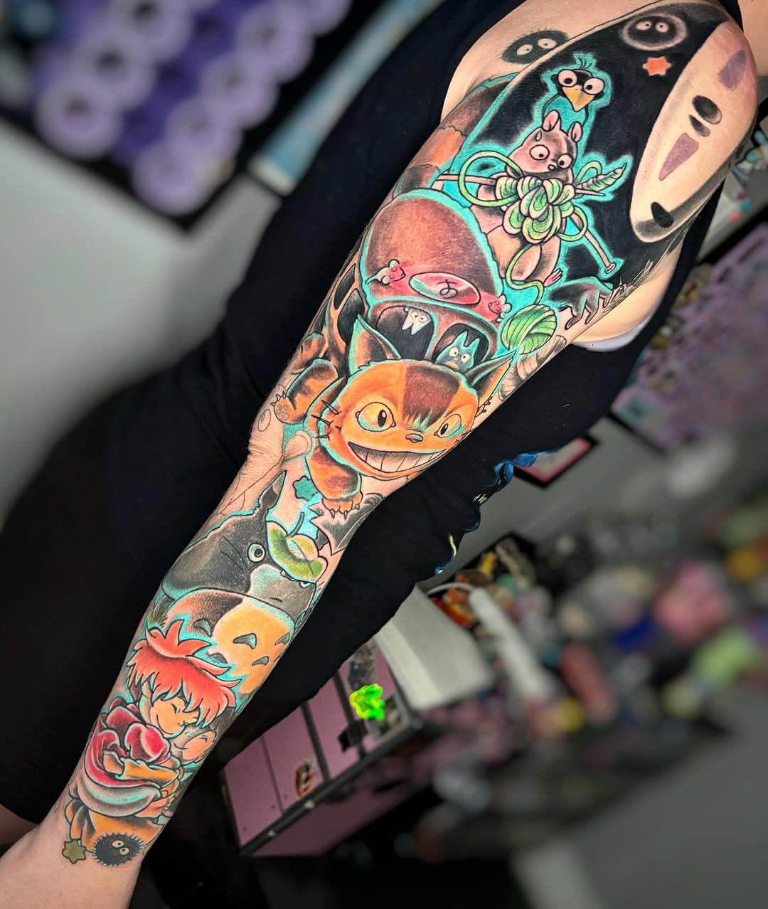 Chipping away 🥰💖 @witches_who_lift 
.
.
.
.
.
#art #artist #tattoo #tattooartist #femaleartist #femaletattooartist #ladytattooers #tattooflash #cutetattoo #kawaiitattoo #colortattoo #southfloridatattoo #studioghibli #