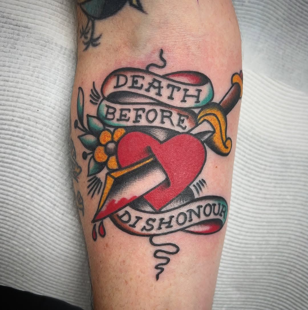 Another great choice Sean. You can’t mess with the classics!
In my apprenticeship Jerry designs played a pivotal role for me..
They were some of the first tattoos I ever applied to my friends. After countless hours tattooing them,studying them and tracing them, they have definitely have influenced how I draw custom designs and approach tattooing.

I’m always stoked when someone picks from his flash as the legacy continues!

Created at @rockofageslennoxhead