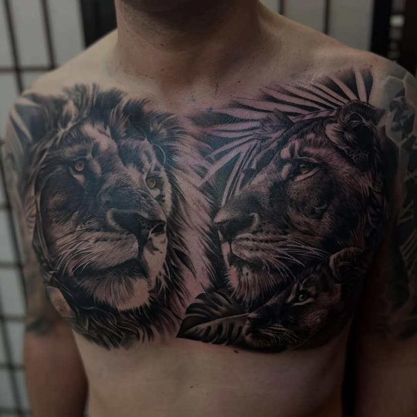 Lions over 2 days. Thanks Jay for travelling so far to come get this done, you always sit like a hero! 

Always down for tattooing lions so let’s do some more! 

#tattoo #tattoos #tattooartist #artist #tattooing #tattooed #art #artwork #bishop #bishoprotary #stencilanchored #orpington #orpingtontattoo #avinit #avinittattoo #dynamic 
#dynamicink #blackandgrey #blackandgreytattoo #kwadron #kwadronneedles #lion #liontattoo #chesttattoo #lioncub #lioness #lionesstattoo @barber_dts @bishoprotary @kwadron @stencilstuff @dynamiccolor @avinit_tattoo