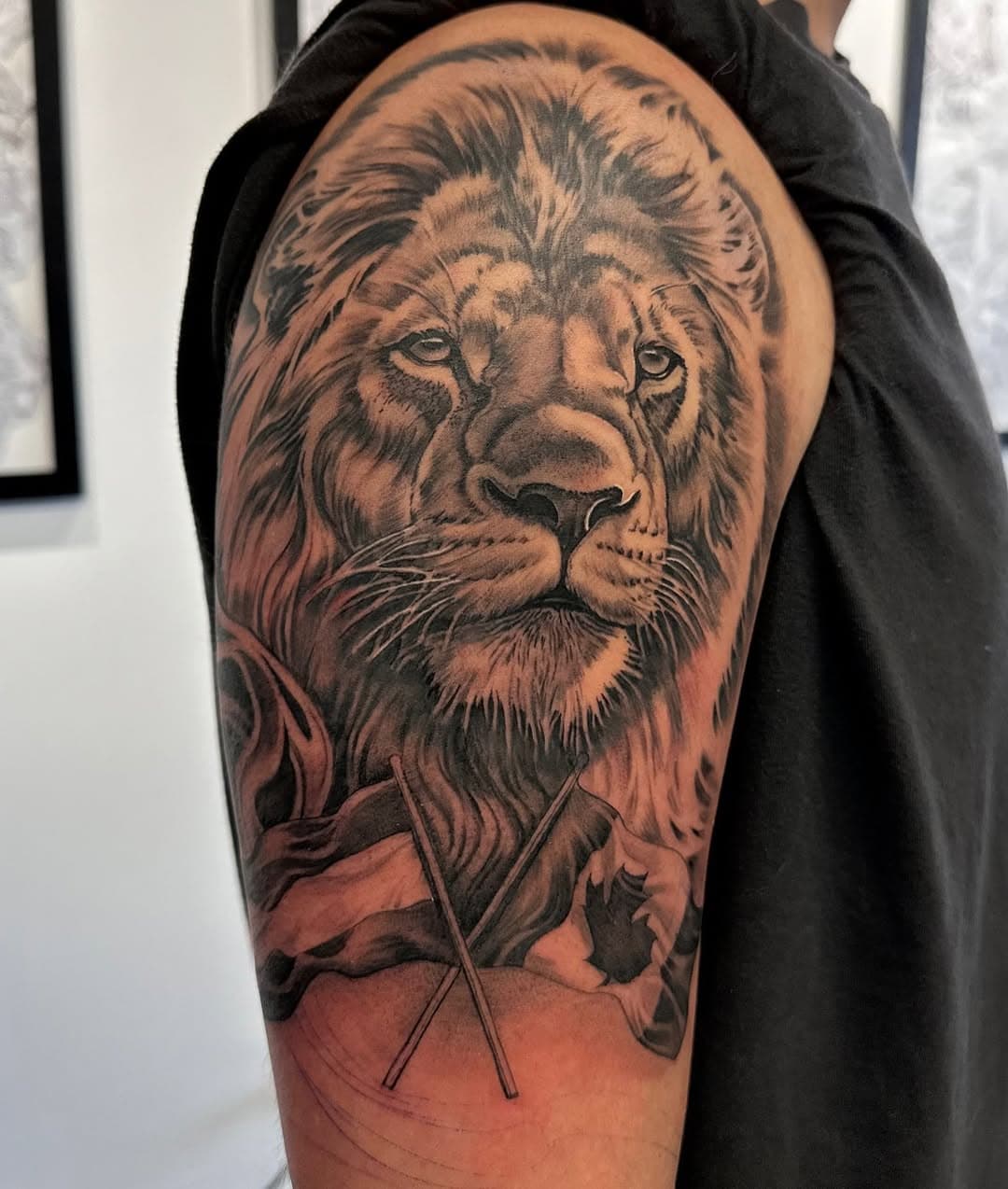 Lion and his Dutch/Canadian roots. A sleeve in progress, more to add below 🙏🏽 | #toronto #yyz #liontattoo #dutch #canada #tattoo #tattooideas #bishoprotary #blkxgryallmuthafuckinday