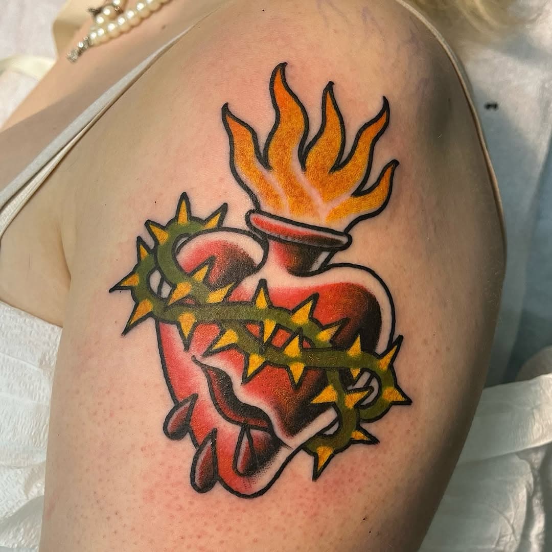 A classic from our Valentine’s Day flash event! Done by @slimwinters here at @hiddenhandtattoo ❤️‍🔥
.
.
Swing by or give us a call/email to schedule your next appointment with Chad!