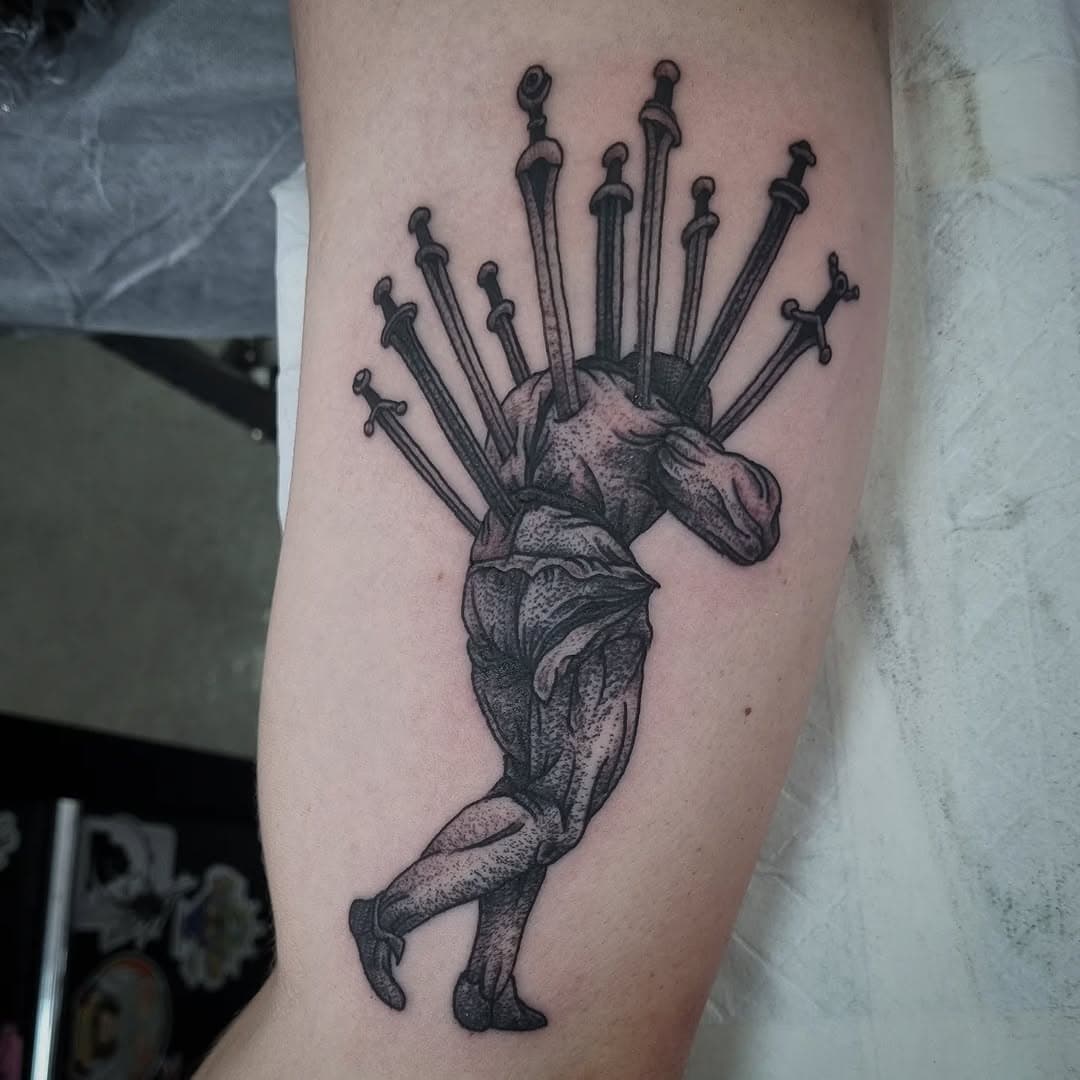 10 of Swords today for Spence. From my flash. Thanks again for getting this one mate!
Plenty of time in March/April to get tattooed! Hit me up!

𝕱𝖗𝖔𝖟𝖊𝖓 𝕸𝖔𝖔𝖓 ¤ 𝖀𝖓𝖍𝖔𝖑𝖞 𝕿𝖆𝖙𝖙𝖔𝖔𝖎𝖓𝖌 
  
*Booking NOW*
🇦🇺Walyalup/Fremantle 
@wa.ink.tattoo 
DM or email to enquire.
frozenmoontattoo@gmail.com 

#frozenmoontattoo #unholytattooing #blackworkers #darkartists #onlythedarkest #tattoopunks