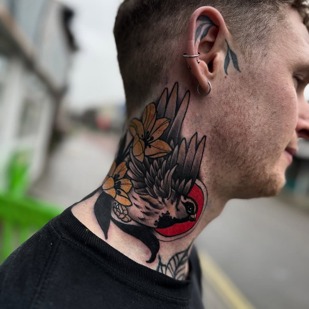 Hooked up my bro @ballytattoos today with this sick neotraditional sparrow neck piece.
Really enjoyed tucking into this one!

Sat solid!

Sponsored by 
@whitfieldstattooco 
@nedzrotary 

#neotrad #neotraditional #neotraditionaltattoo #neotradeu #neotradeurope #newtraditional #tattoo #necktattoo #facetattoo #tattooed #tattooartist #tattooing #tattooed #ink #inked #inkedup