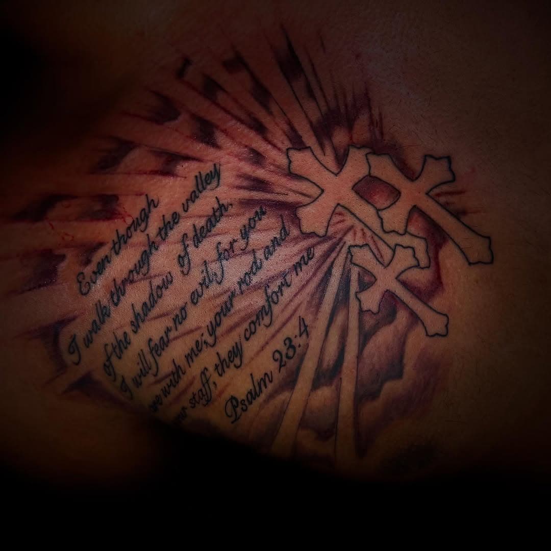 Psalm 23:4 ✝️🌟
——————————
Artist: INKI 🧿. 
-
-
#ᴇxᴘʟᴏʀᴇᴘᴀɢᴇ#viral#post#tattooshop#inkiadore
#dmv#qoutes#tattooart#tattoo#explore#artist