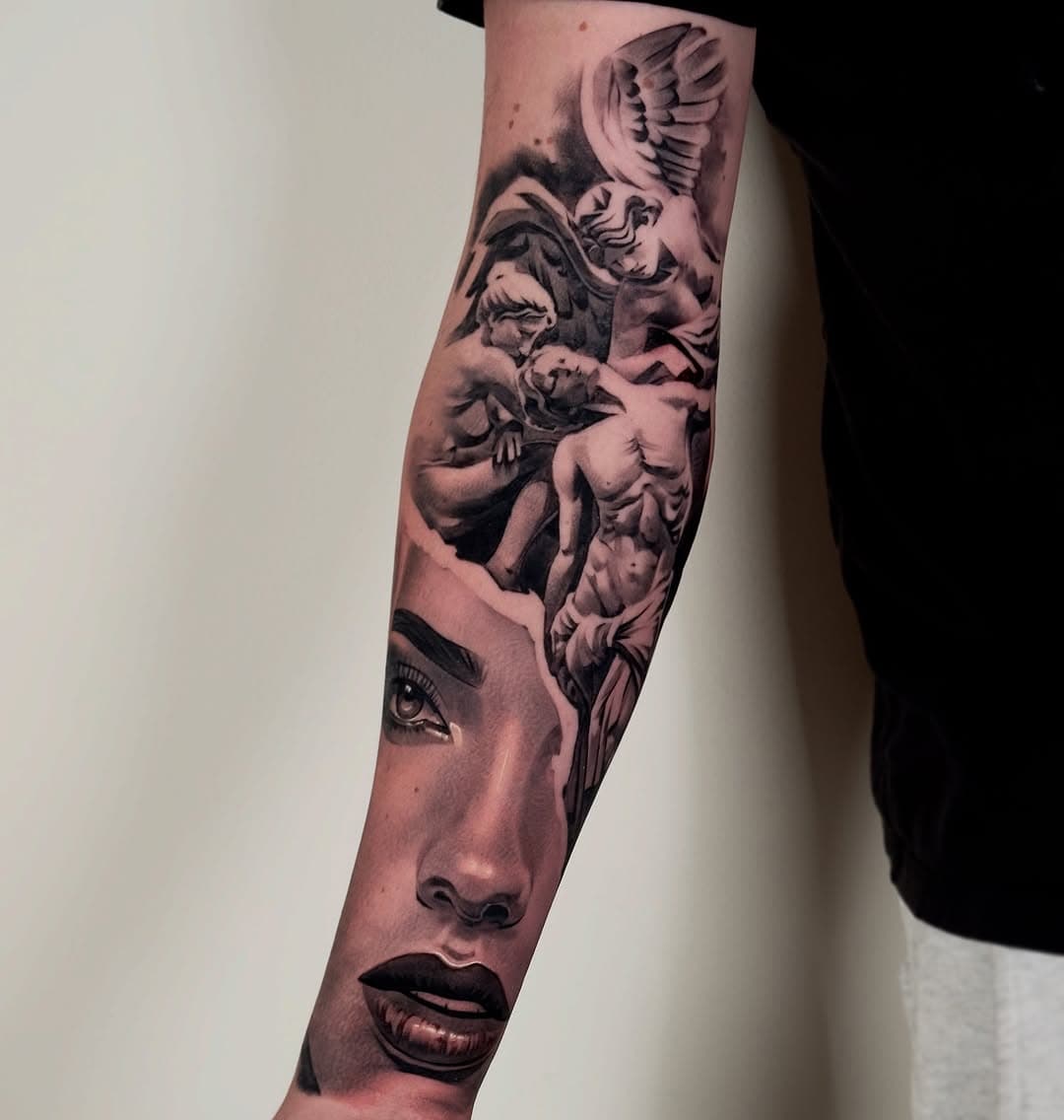 Got to finish this very detailed forearm tattoo. Had a lot of fun designing this and I’m very happy with the outcome. A million thank you’s to my client for the patience. 

For bookings call/text: (626) 603-9188. You can also send a DM or check out the Grey Theory Studio website in my bio. Yes I do answer DMs 😎. 

#greytheorystudio #tattoos #adrianlazaro #tatuajes #womantattoo #sculpturetattoo #statuetattoo #tattooideas #tattoosleeve #armtattoos #greekmythology #greektattoo #romantattoo #customtattoo #blackandgreytattoo #blackandgraytattoo #pasadenacalifornia #pasadenatattooshop #latattooartist #pasadenatattooartist #explorepage #explore #realistictattoo #realismtattoo #whip