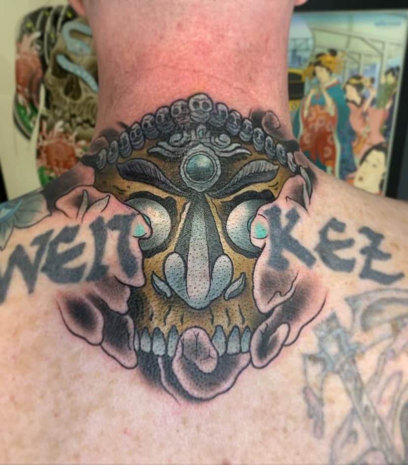 Still 📸 of this #kapala #coverup from the other day.

#kapalatattoo #japaneseinspired #japanesetattoo #coveruptattoo #colchester #colchestertattoo #colchestertattooist #essex #essextattoo #essextattooist #blackhopetattoo #lovehopetattoocare #alanaldred