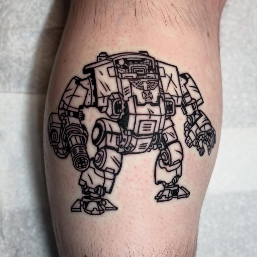 “Lead me to the slaughter” finally got to make a redemptor dreadnought for Alex today @toothandtalontattoo, was nice to meet you and cheers for getting tattooed #spacemarine2 #leadmetotheslaughter #dutyeternal #spacemarineretirementplan