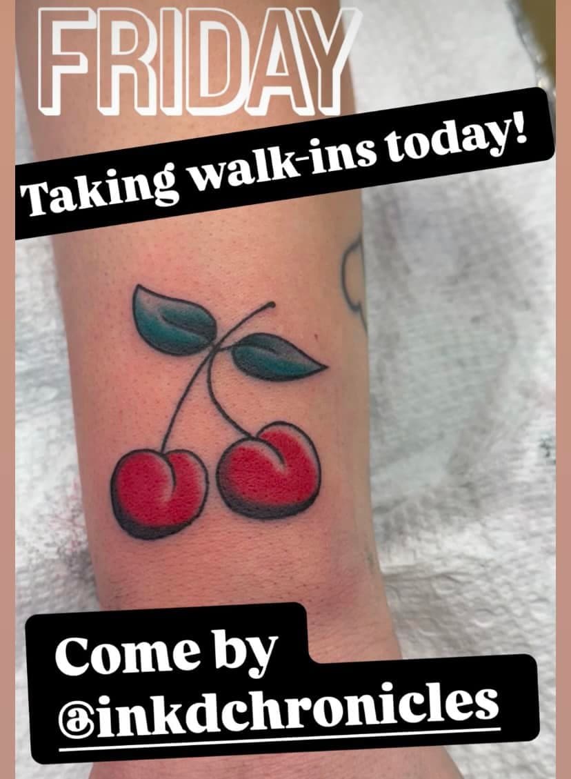 Happy Friday 🥳 Anthony is available to tattoo today! Walk-ins welcome 🍒💐 @ant.lira @inkdchronicles #walkinswelcome #tattoo